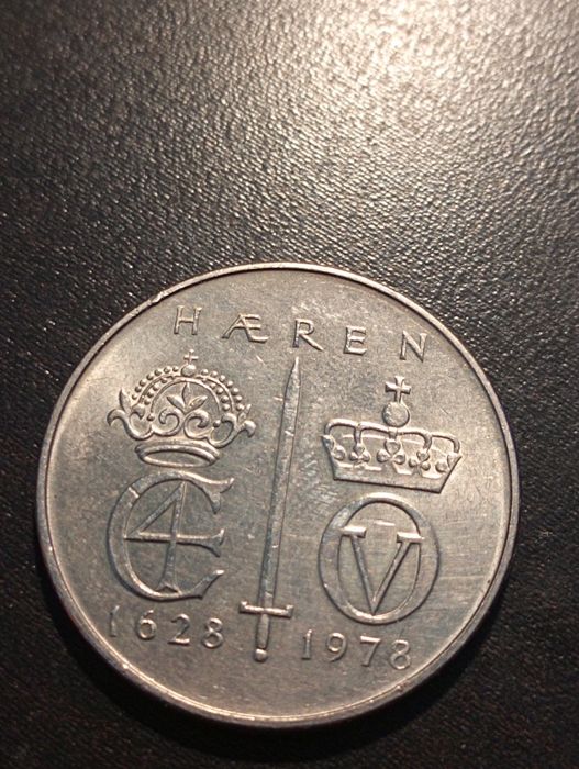 5 kroner - 350º Aniversário do Exército Norueguês - Norway -1978