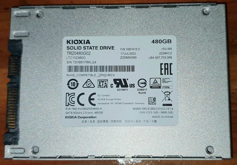 SSD 480Gb Kioxia Sata III
