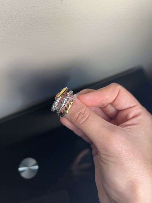 Anél prateado e dourado aço inoxidável