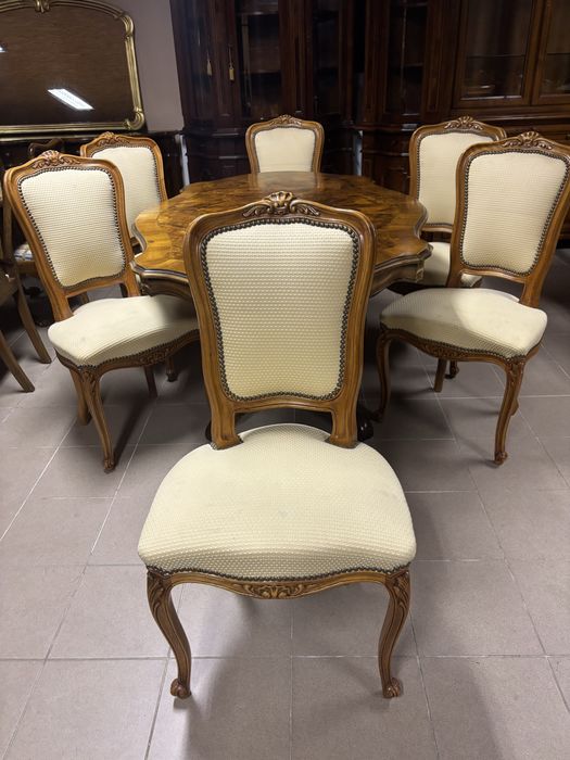 Włoski Stylowy Zestaw Stół 6 Krzeseł Meble stylowe ludwik rokoko