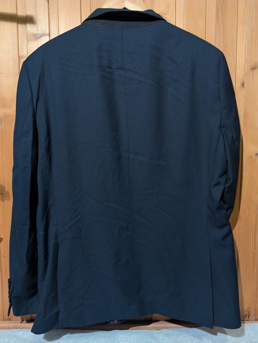 Garnitur męski Garnitex Gino granatowy 116/176/102 Slim Fit wełna krop