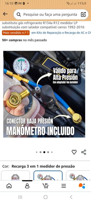 Recarga AC auto 3 em 1, incluindo medidor de pressão (compatível com carros de 1992-2016)