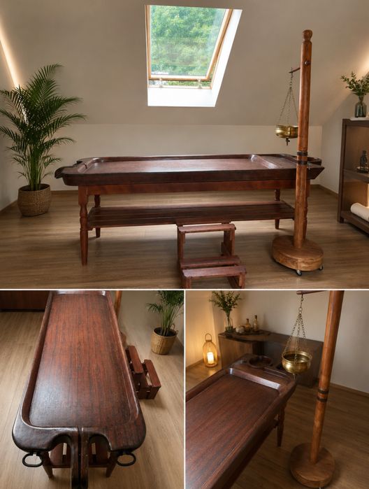 Аюрведичний масажний стіл Дроні (Droni) для Панчакарми та  SPA.