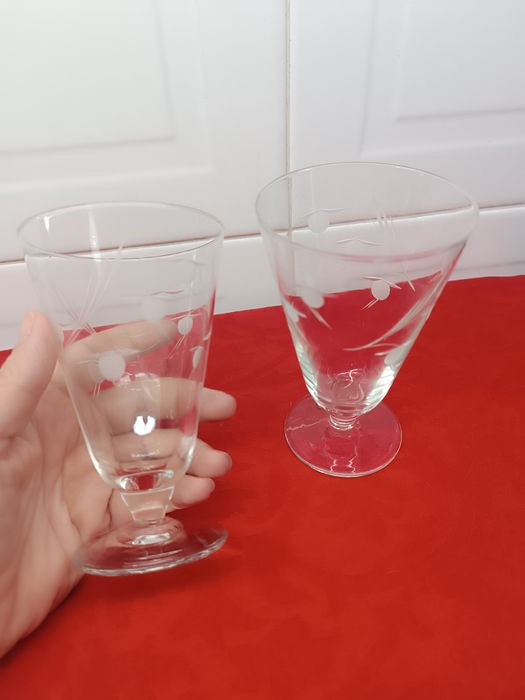 Conjunto de 2 Copos Cristal Antigo. 13 cm