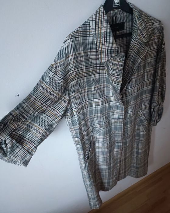 Zara Basic płaszcz w kratę nowy L