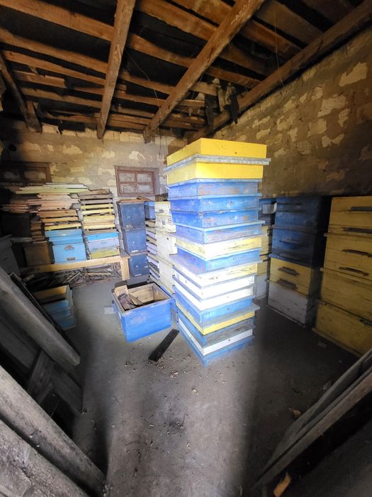 Вулики, медогонка, стілець. Усе для пасіки