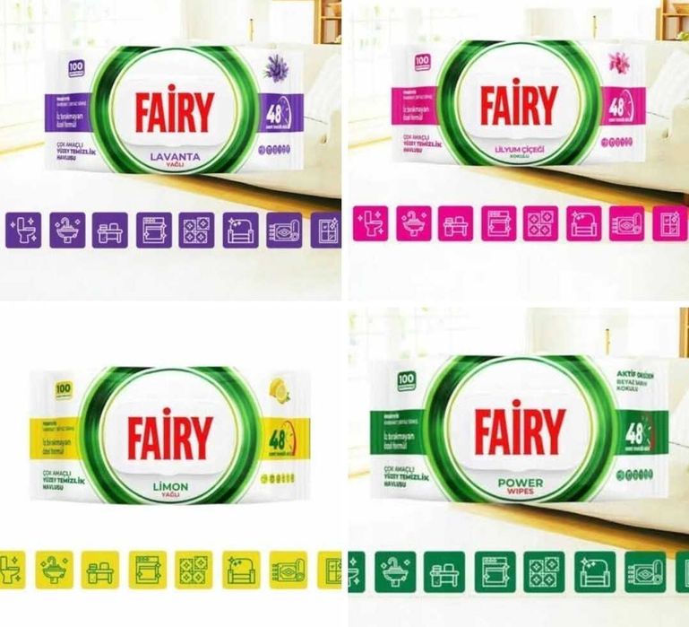 chusteczki Fairy 4 pack rozne 4 x100