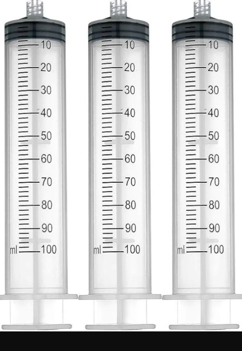 3 x strzykawka 100 ml do cewnikowania + 2 x wężyk 100 cm