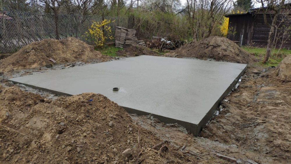Płyta betonowa, Fundamenty, betonowanie, stopy. Dom, letniskowy, garaż