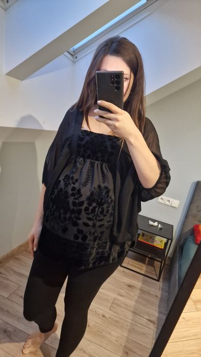 Elegancka ciążowa bluzka welur szyfonowa ciążowa koszula h&m