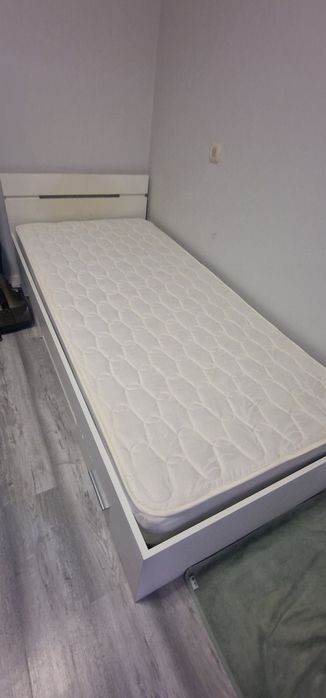 Cama de Solteiro Branca + colchão