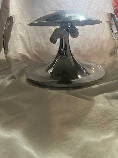 Candeeiro em vidro e inox cromado