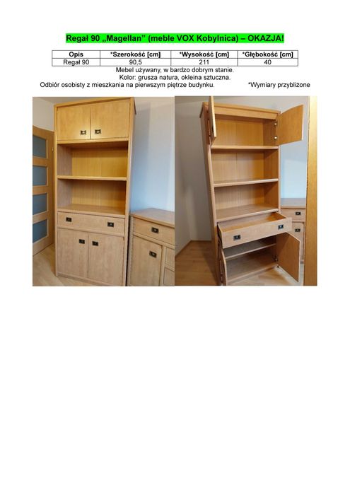 Regał 90 „Magellan” (meble VOX Kobylnica) – OKAZJA!