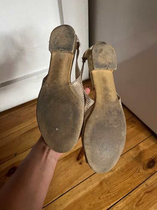 Czółenka złote, open toe, , 38, Alfama Art Design