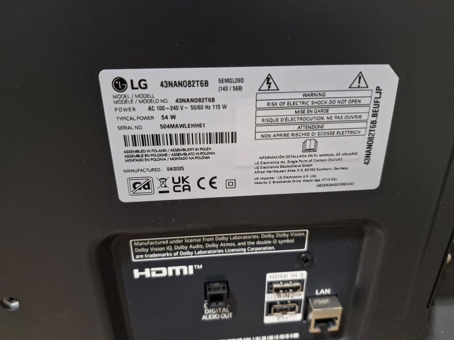 G 43NANO82T6B 43" LED 4K webOS DVB-T2