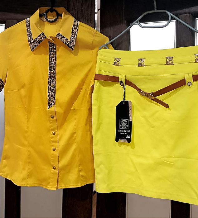 Стильный,яркий,летний,женский костюм блуза+юбка с поясом Турция 44 р.