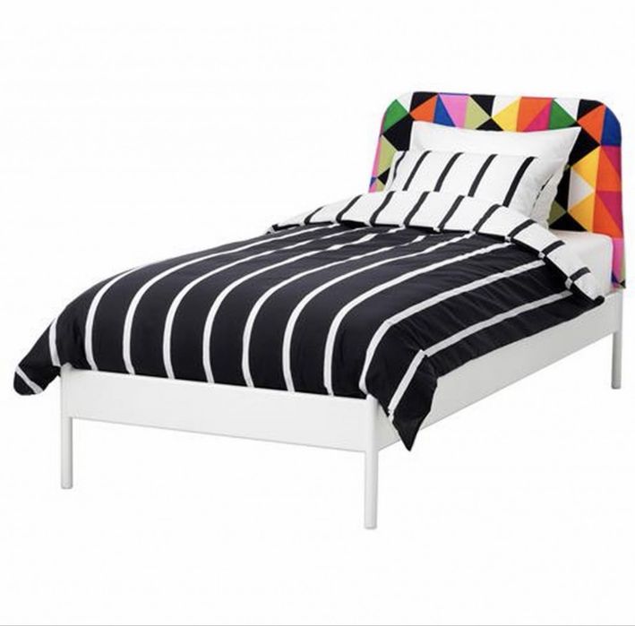 Cama IKEA DUKEN 90x200 com cabeceira colorida removível + estrado + colchão