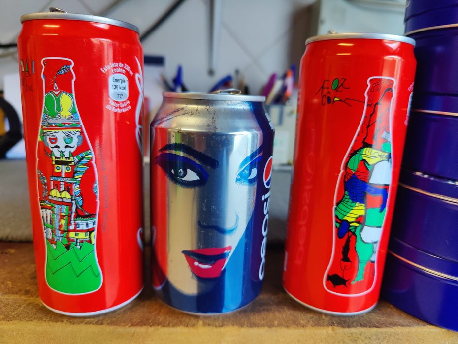 Latas bebidas coleção Coca Cola anos 2000 e 2010