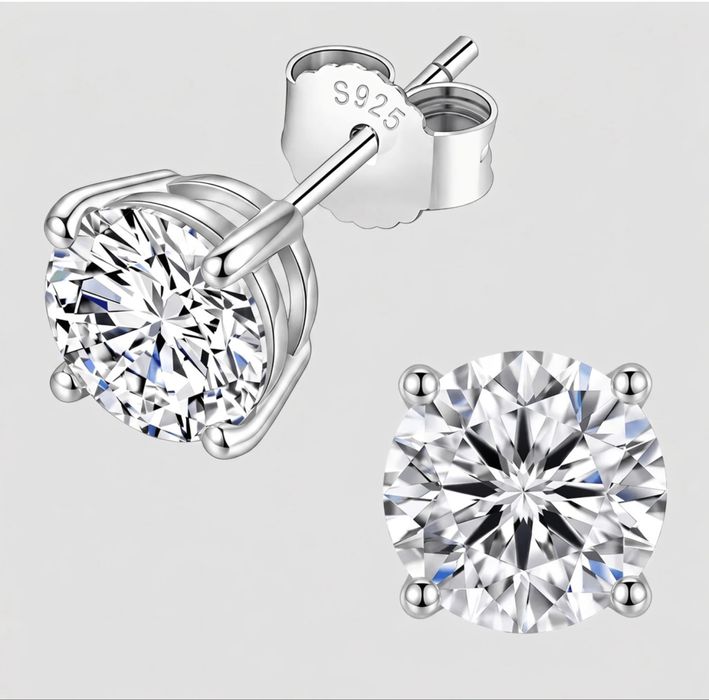 Brincos em Prata 925 com Pedras Moissanite (Novos)