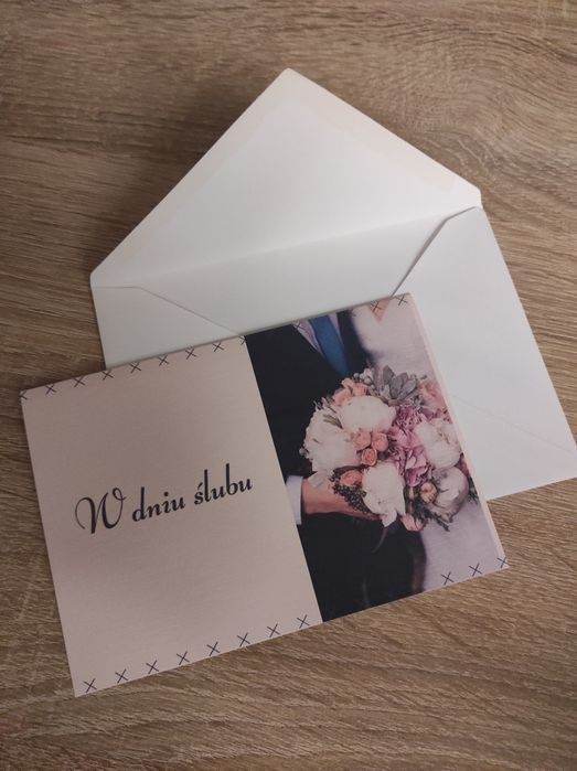 Kartka ręcznie robiona na ślub/wesele "W dniu ślubu"
