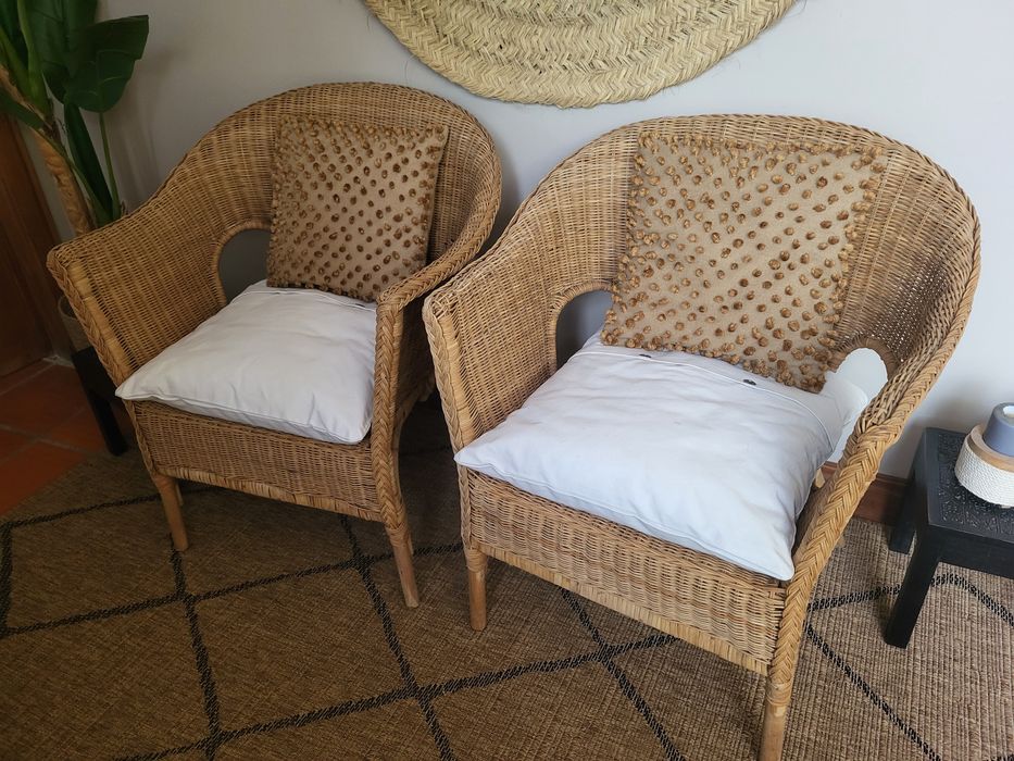 2 cadeiroes, poltrona, verga, rattan, rustico