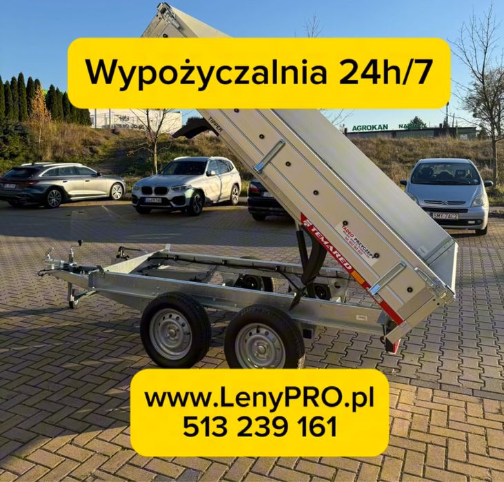 Wynajem Wywrotki! Kiper! Wypożyczalnia Przyczep 24h/7! Wywrotka!