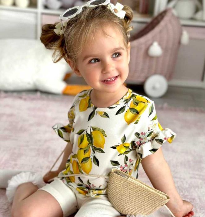 Chrisma bluzka na krótki rękaw koszulka T-shirt w cytrynki 92 2 lata