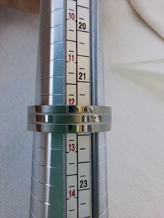 Anel Masculino NOVO Aço Cirúrgico Inox - Padrão "Tijolo" / Geométrico (Tamanho 28)