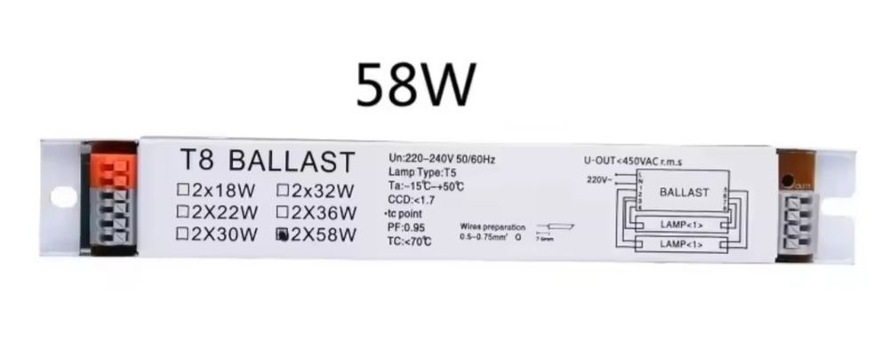Баласт електронний 2×58 ватт. для люм лампи