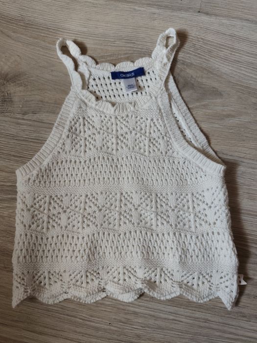 Bluzeczka biała top ażurowy r.116