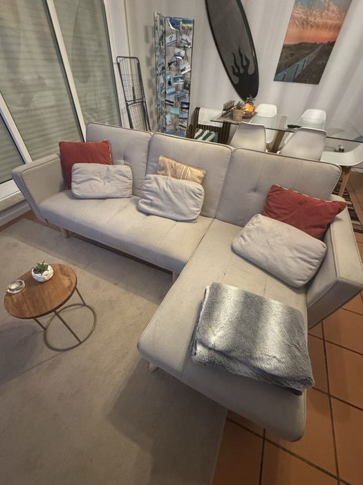 Sofá-cama Chaise Longue de 4 Lugares em Tecido Cupal