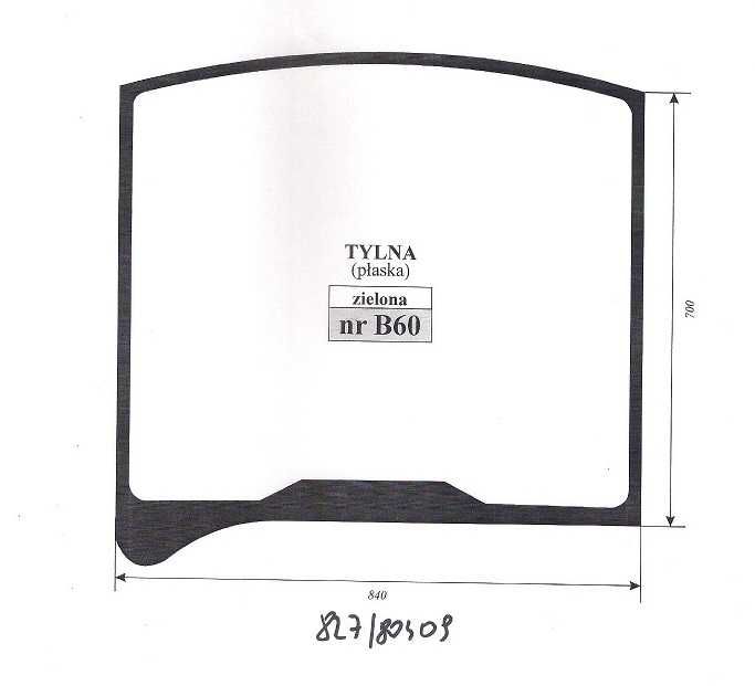 szyba NR 827/80409 JCB 8025, 8025 ZTS, 8025 CTS, 8026,   B 60