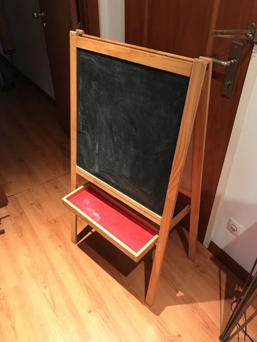 Quadro ardosia e flip chart com tripe madeira