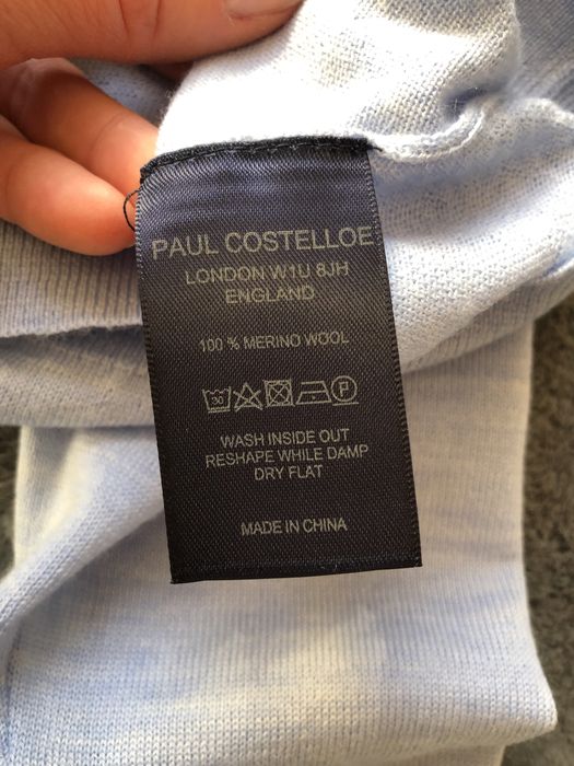 55. r.S/M Nowy niebieski wełniany sweter Paul Costelloe. Wełna