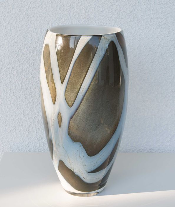 Antyki Piękny duży wazon Krosno wazon szklany design