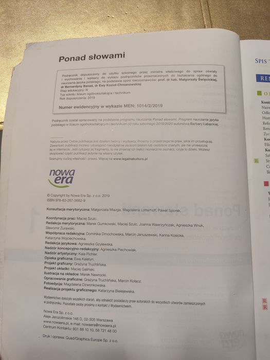 Ponad słowami 1 cz.2 Podręcznik do języka polskiego dla LO i Technikum