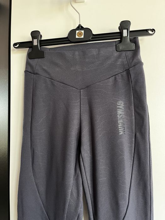 szare granatowe legginsy sportowe gymshark xs nowe silownia dlugie