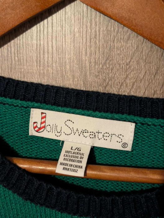 Sweter świąteczny Jolly Sweaters L –zielony jednorożec cekiny