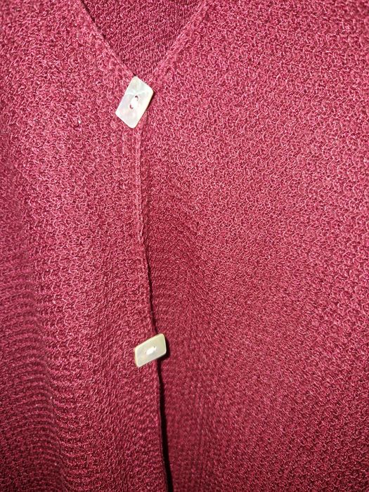 Sweter kardigan damski bordowy perłowe guziki - L r. 40