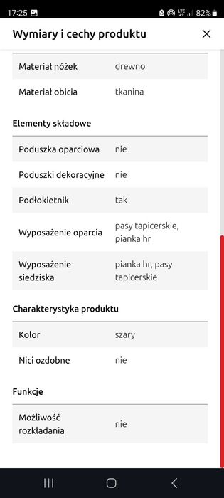 Fotel Emilly szary  black red white