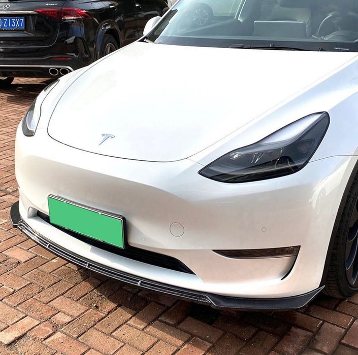 Губа на передний бампер Tesla model Y 3 сплитер обвес накладка на бампер тесла модел у 3 юбка