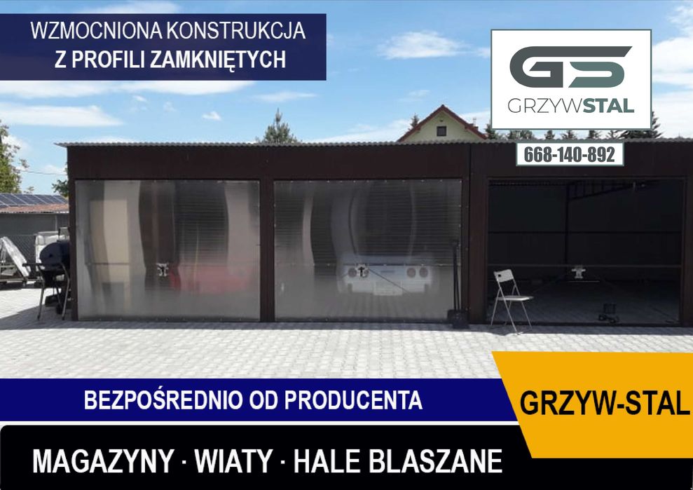 Garaż Blaszany Jednospadowy| Garaże Blaszane |Wiata |Hale - GRZYWSTAL*