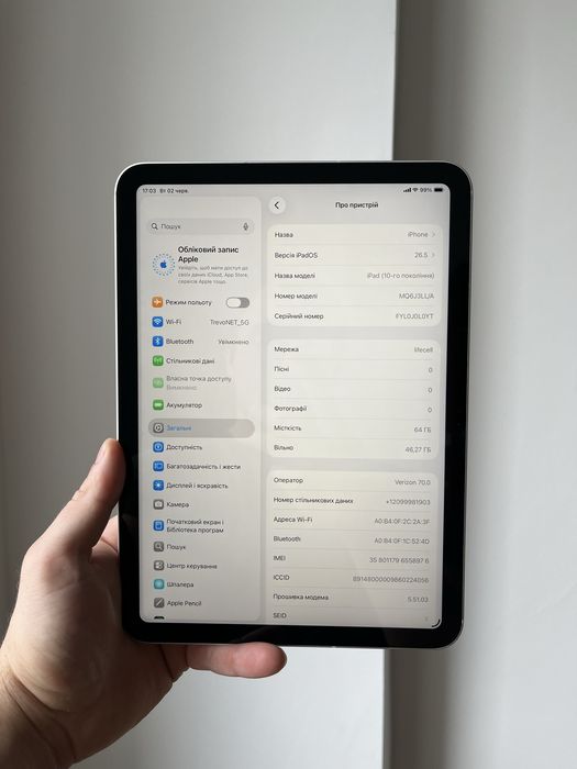 iPad 10 64 GB LTE 100% акум 8 циклів! ІДЕАЛ Айпад 10 64 гб ЛТЕ (з сім-картою)