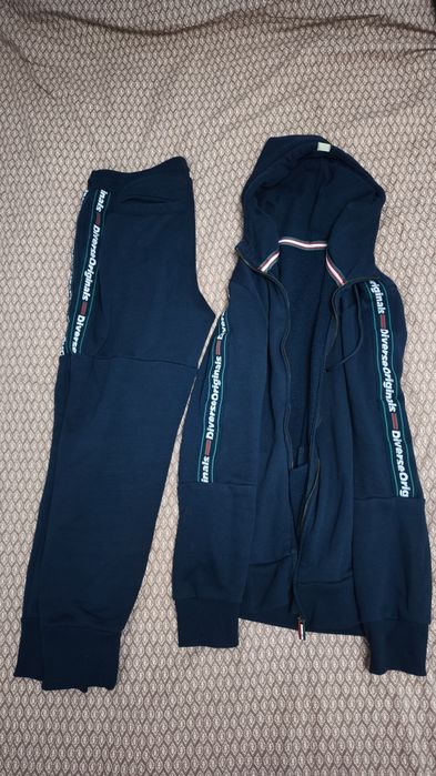 Komplet dresowy DIVERSE – bluza + spodnie L, granatowy.