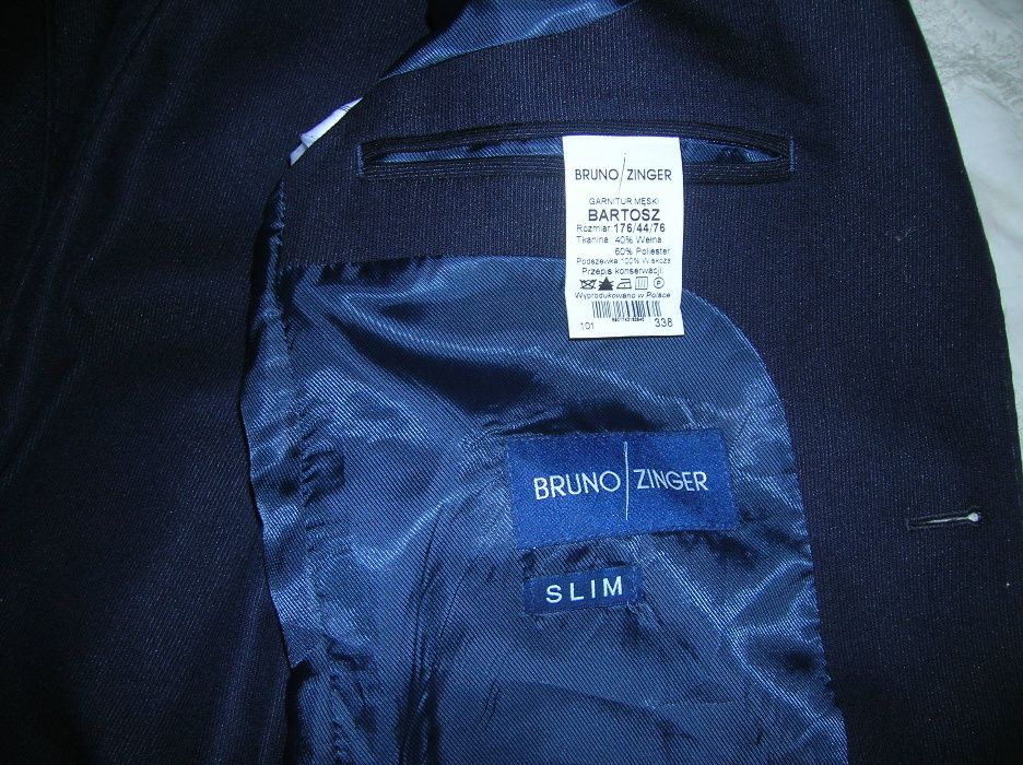 Garnitur męski,chłopięcy -ciemny granat- Bruno/Zinger Slim-176/44/76