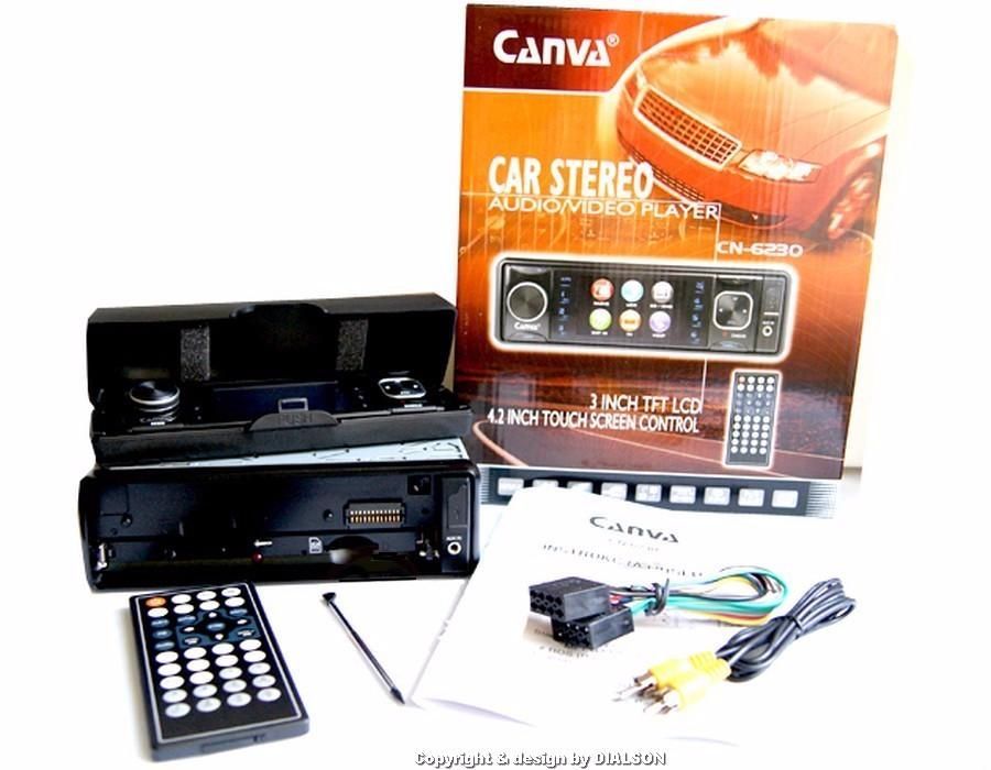 Nowe Radio Samochodowe CANVA CN6230 RDS FM VIDEO DIVX MP3 4x 60W F VAT