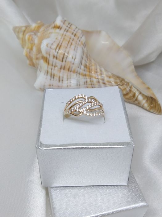 Złoty pierścionek z cyrkoniami, złoto Golden rose 583, rozmiar 13