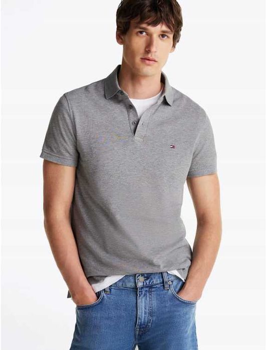 Koszulka Polo TOMMY JEANS szara, XXL, bawełna