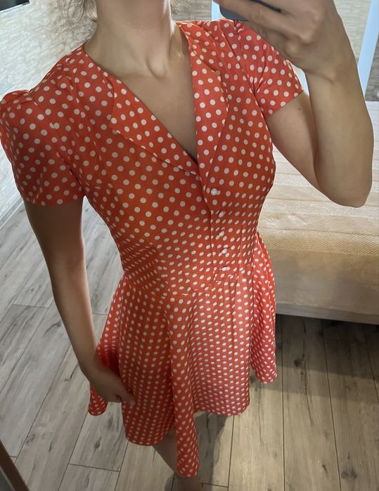 Літня коротка сукня міні плаття в горошок шовк