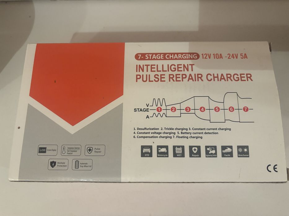 Інтелектуальний зарядний пристій для авто АКБ 10A smart 7 ступинів